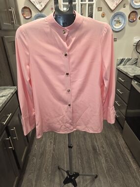 Classic Pink Button-Front Blouse